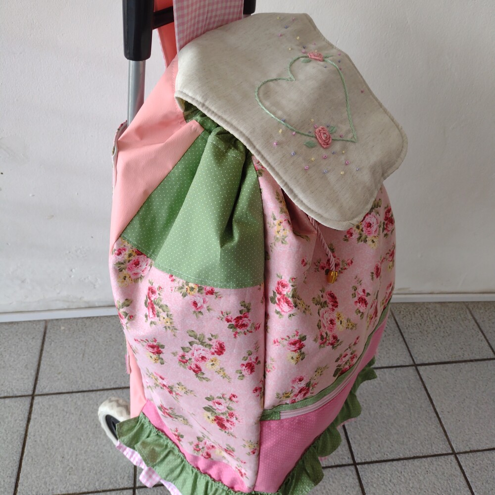 Capa para Carrinho de Feira Luxo em Patchwork