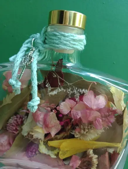 Garrafa Decorativa 350ml com Flores Secas Naturais