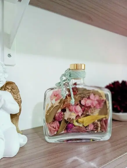 Garrafa Decorativa 350ml com Flores Secas Naturais