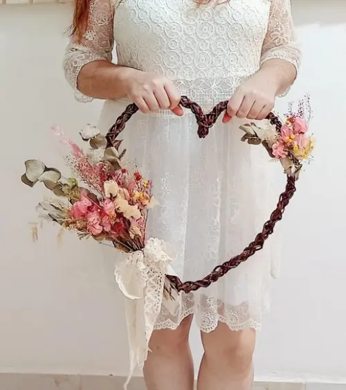 uirlanda Coração com Flores Secas | Decoração Artesanal