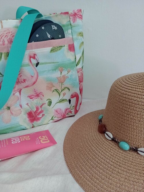 Bolsa de Praia Impermeável Flamingo