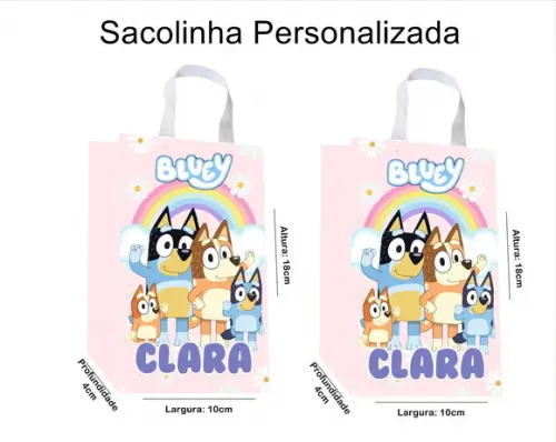 Sacolinha Personalizada Bluey Rosa