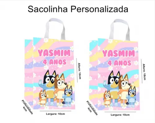 Sacolinha Personalizada Bluey Rosa