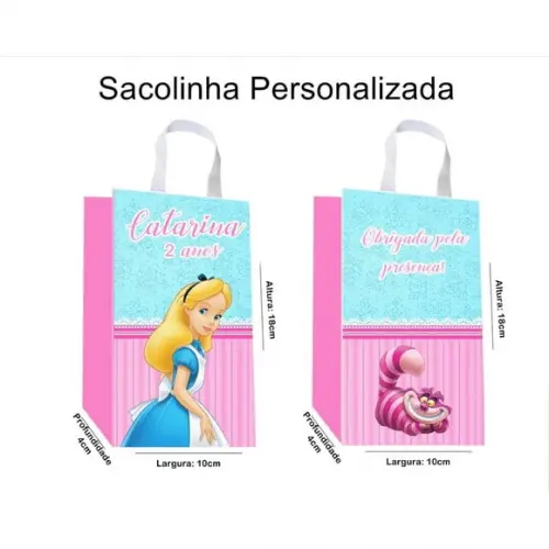 Sacolinha Personalizada Alice no Pais das Maravilhas