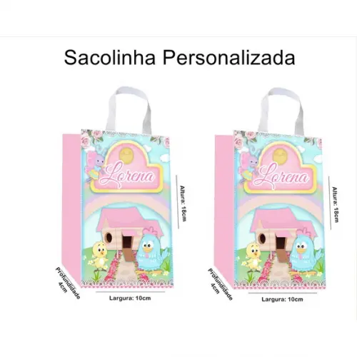 Sacolinha Personalizada Galinha Pintadinha Rosa / Candy