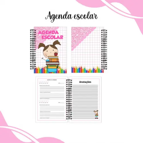 Agenda Escolar Menina e Menino - Arquivo Digital