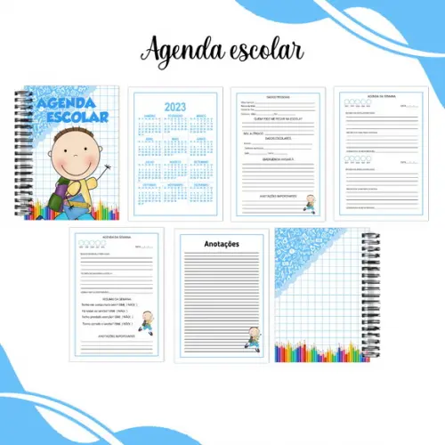 Agenda Escolar Menina e Menino - Arquivo Digital