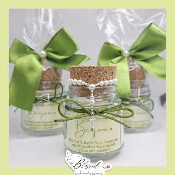 Lembrancinha Mini Vela Perfumada com Embalagem,laço e Terço