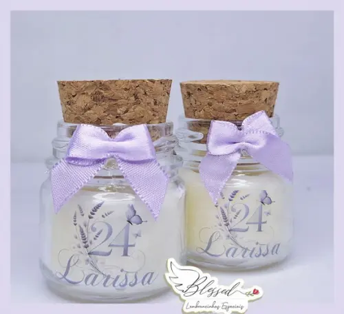 Lembrancinha Maternidade Mini Vela Perfumada com Laço