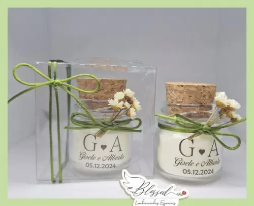 Lembrancinha Mini Vela Perfumada Casamento na Caixinha