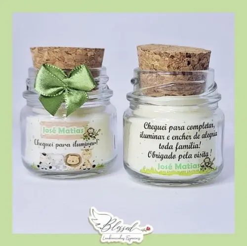 Lembrancinha Maternidade Mini Vela Perfumada com Laço