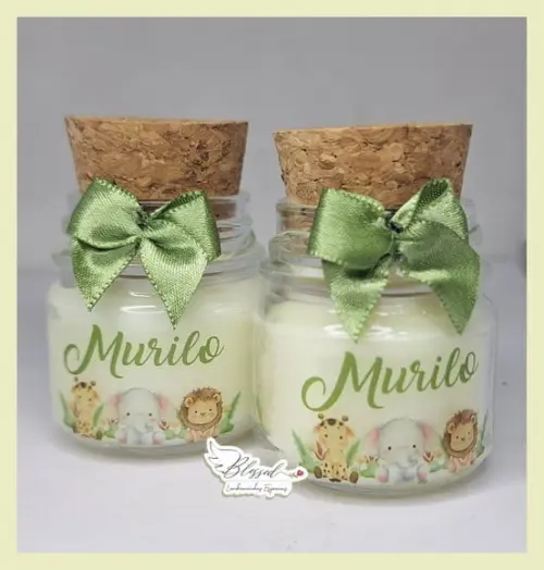 Lembrancinha Maternidade Safari Mini Vela Perfumada