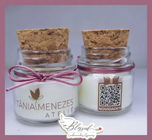 Lembrancinha Maternidade Mini Vela Perfumada com Laço