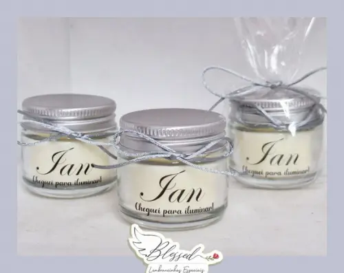 Mini Vela Perfumada com Laço e Embalagem