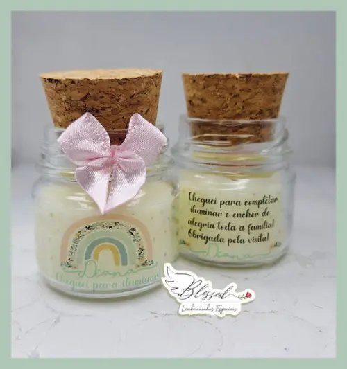 Lembrancinha Mini Vela Perfumada Arco Íris Boho