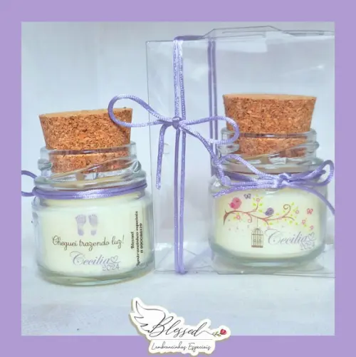 Lembrancinha Maternidade Vela Aromática com Tag