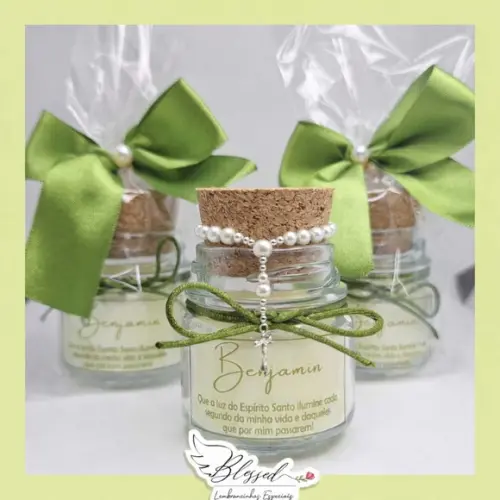 Lembrancinha Mini Vela Perfumada com Embalagem,laço e Terço