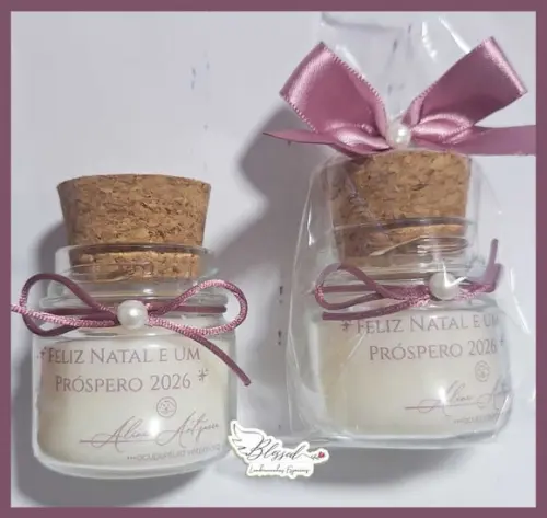 Lembrancinha Corporativa Vela Perfumada com Embalagem e Laço