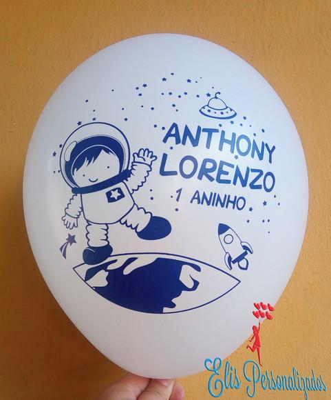 Bexigas Látex Personalizadas Tema Astronauta