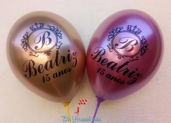 Bexigas Látex Metalizadas Personalizadas 15 Anos
