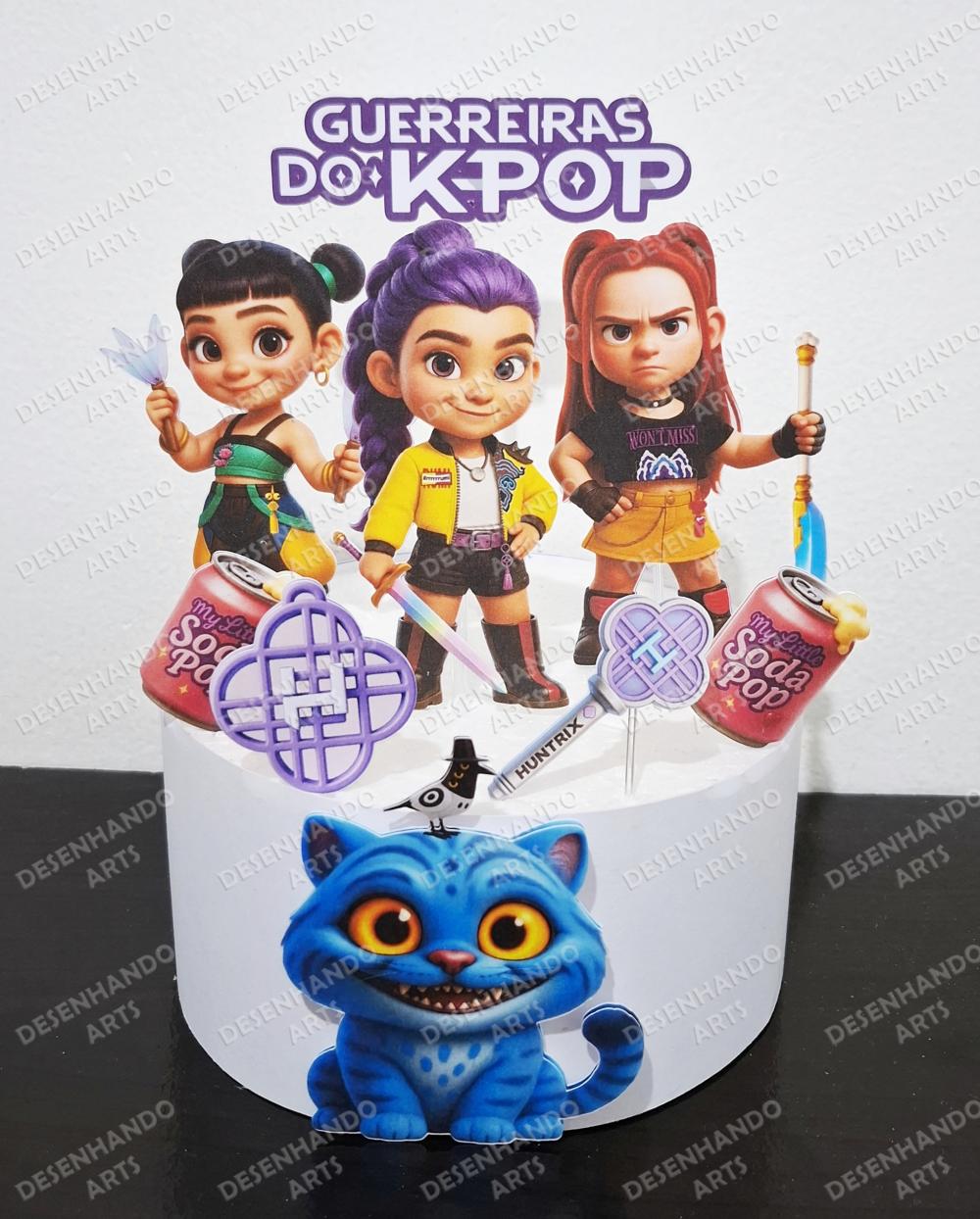 TOPO DE BOLO GUERREIRAS DO K-POP (Arquivo de corte)