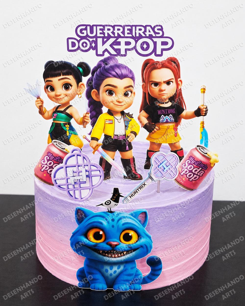 TOPO DE BOLO GUERREIRAS DO K-POP (Arquivo de corte)