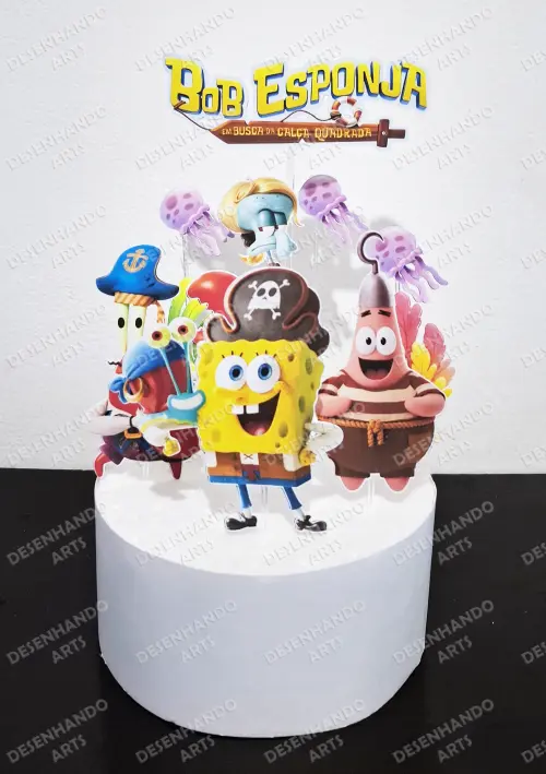 TOPO DE BOLO BOB ESPONJA PIRATA (Arquivo de corte)