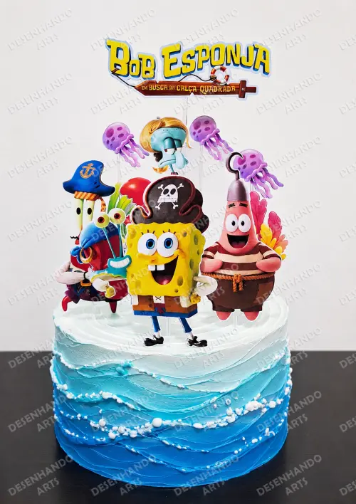 TOPO DE BOLO BOB ESPONJA PIRATA (Arquivo de corte)