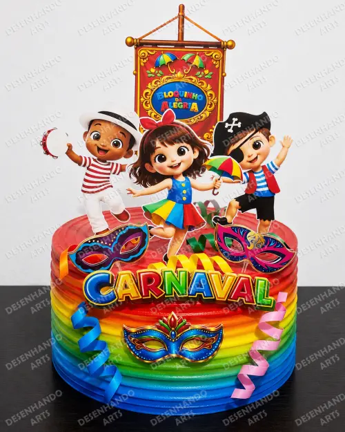 TOPO DE BOLO CARNAVAL (Arquivo de corte)