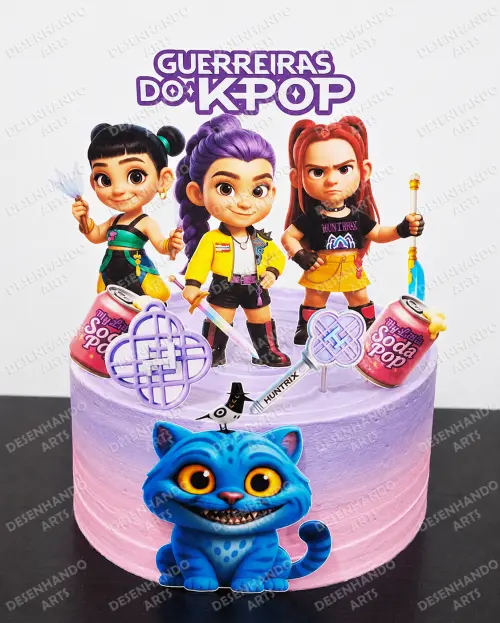 TOPO DE BOLO GUERREIRAS DO K-POP (Arquivo de corte)