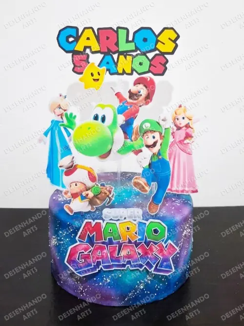 TOPO DE BOLO SUPER MARIO GALAXY (Arquivo de corte)