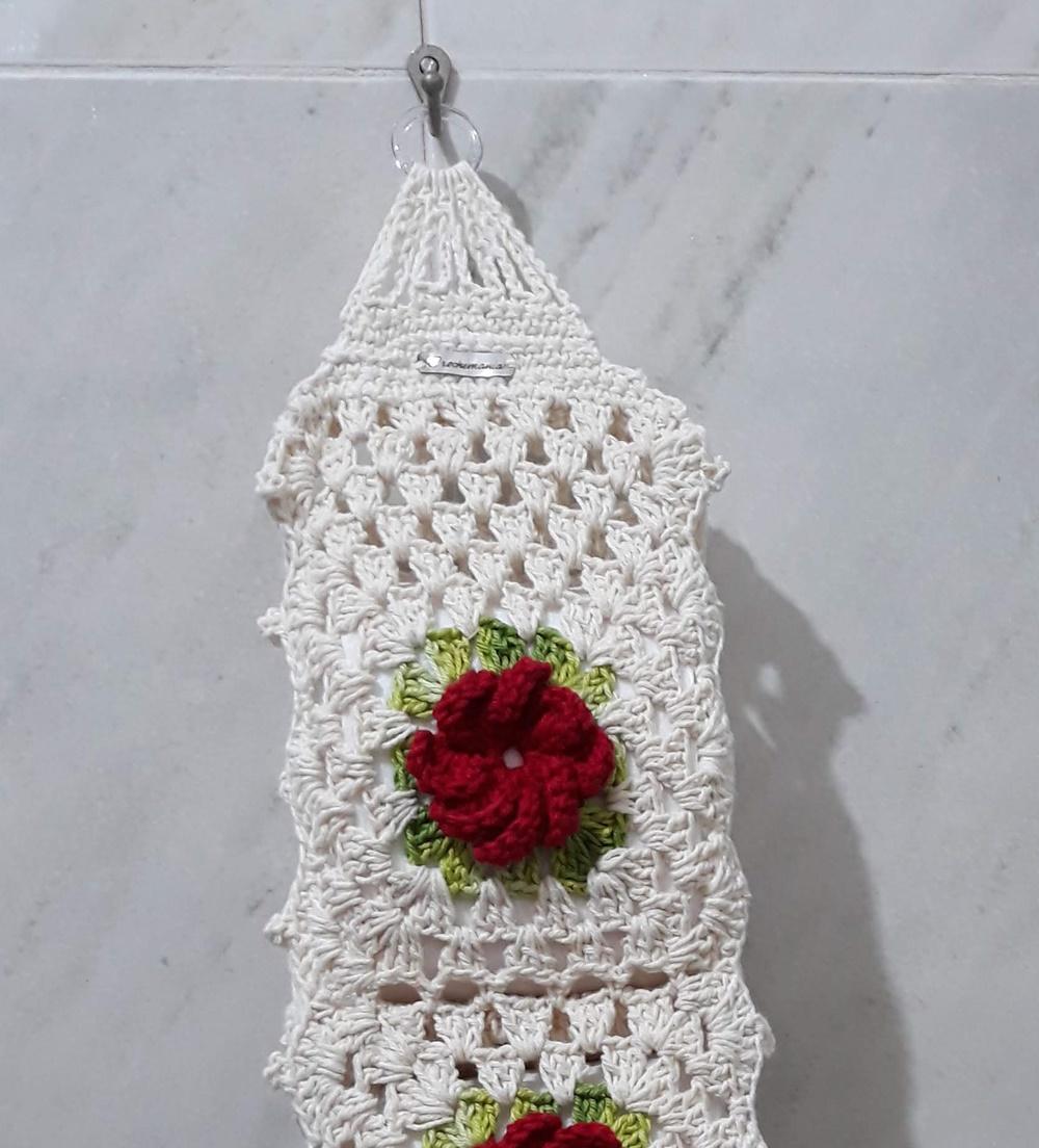 Porta Papel Higiênico em Crochê Flor - 3 Rolos