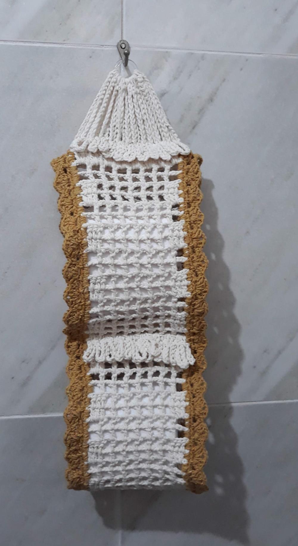 Porta Papel Higiênico Crochê Franjas - 2 Rolos