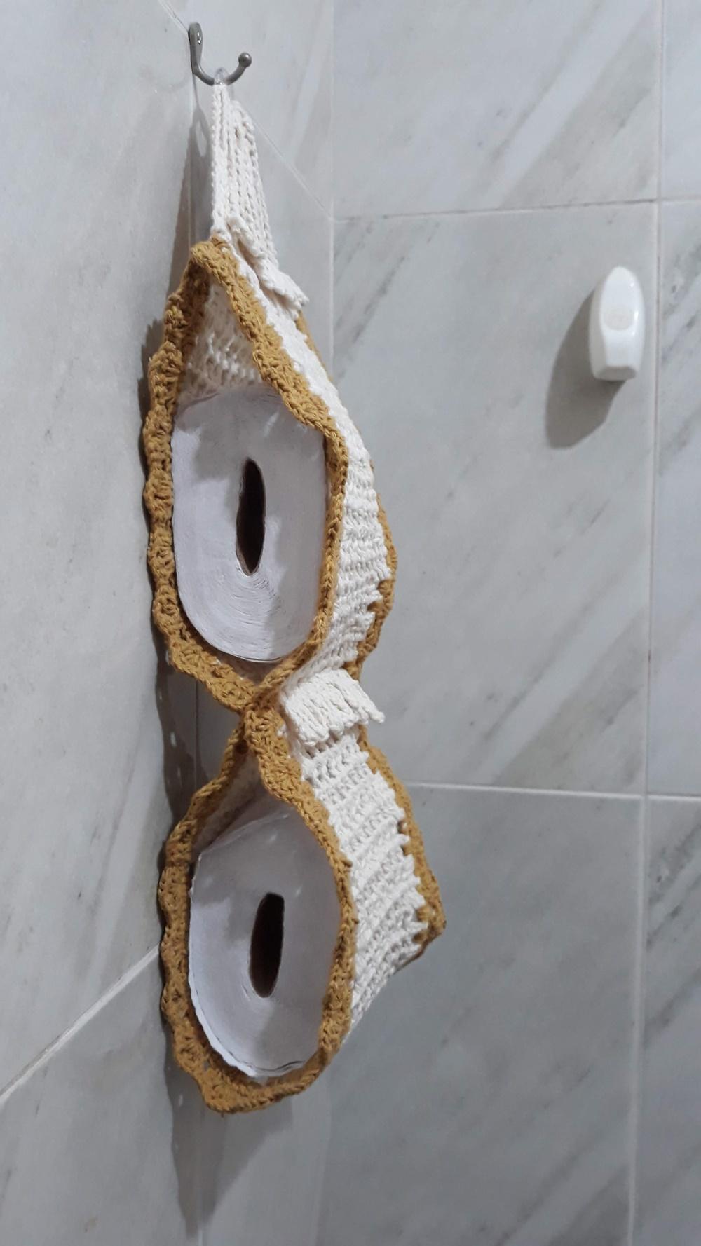 Porta Papel Higiênico Crochê Franjas - 2 Rolos