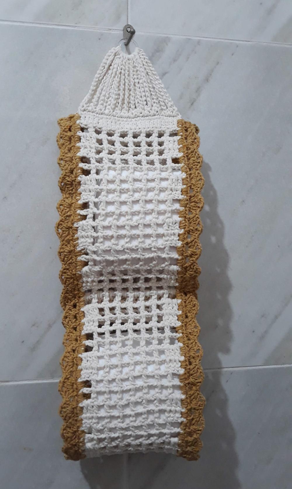 Porta Papel Higiênico Crochê Franjas - 2 Rolos