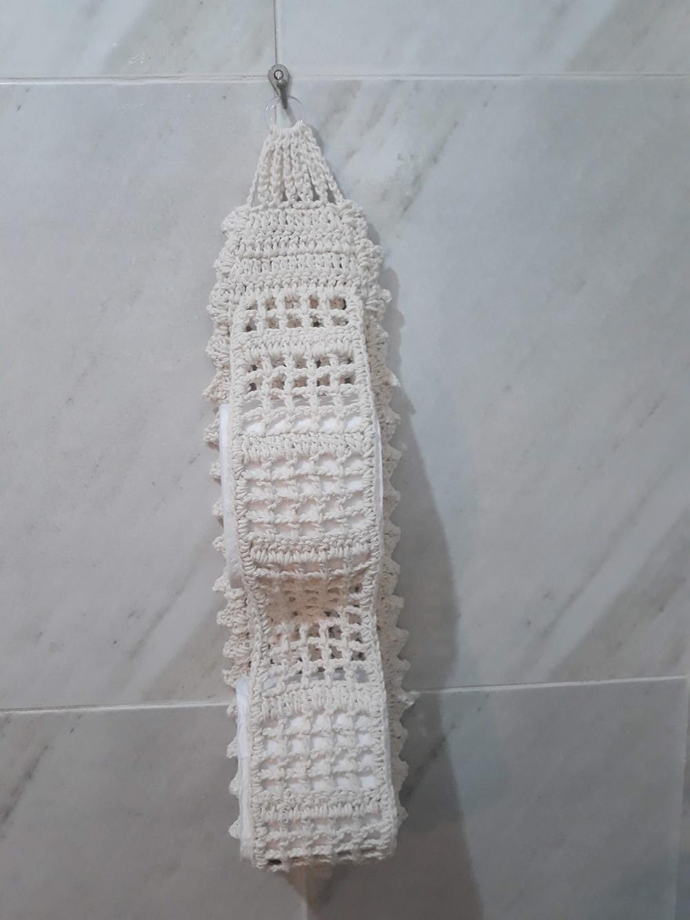 Porta Papel Higiênico em Crochê Flor Gomos - 2 Rolos