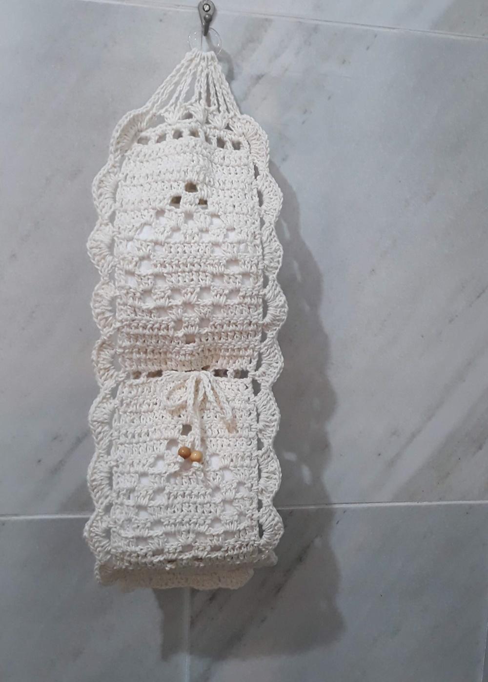 Porta Papel Higiênico Básico Av02CRU Crochê - 2 Rolos de Papel