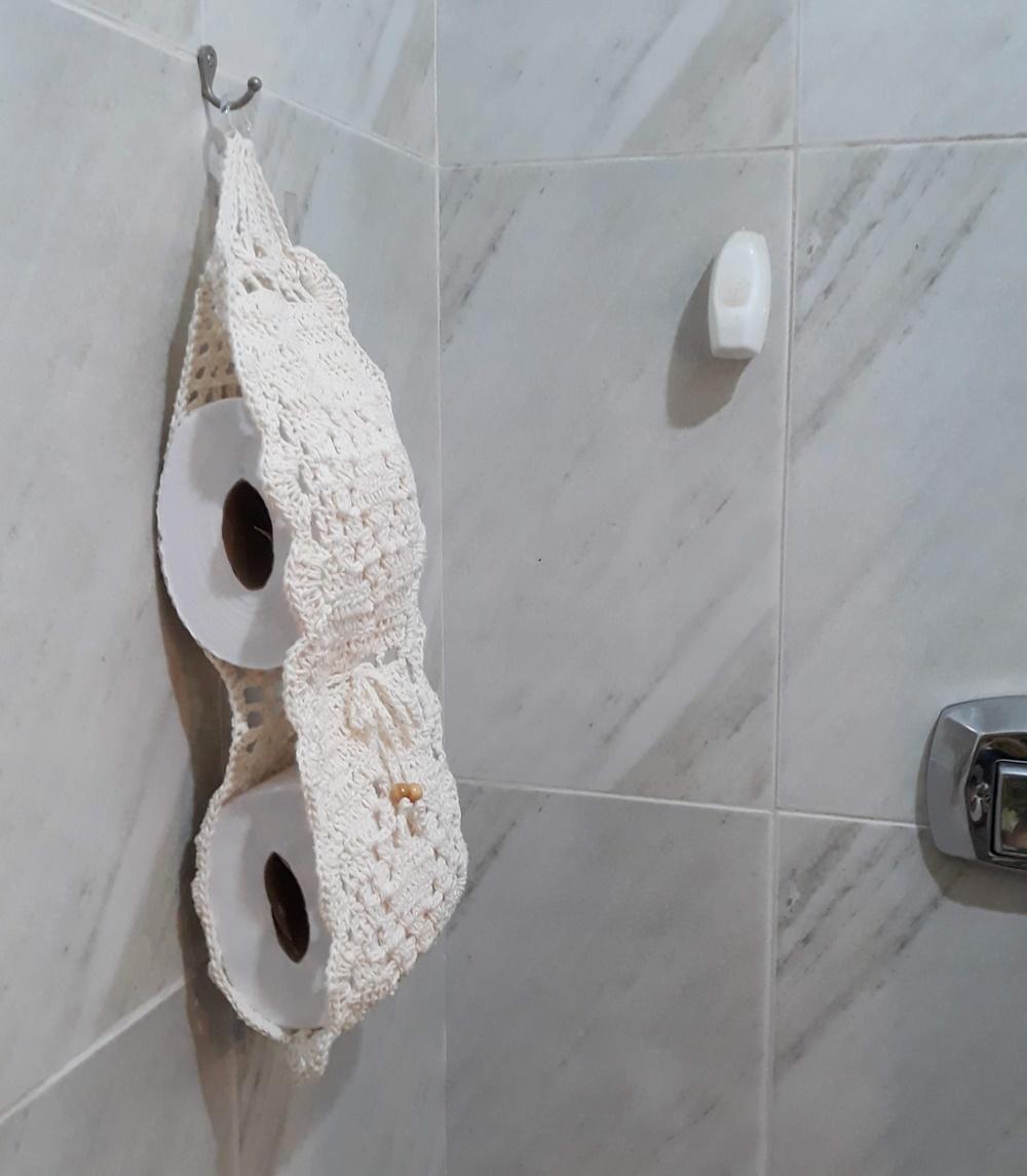 Porta Papel Higiênico Básico Av02CRU Crochê - 2 Rolos de Papel