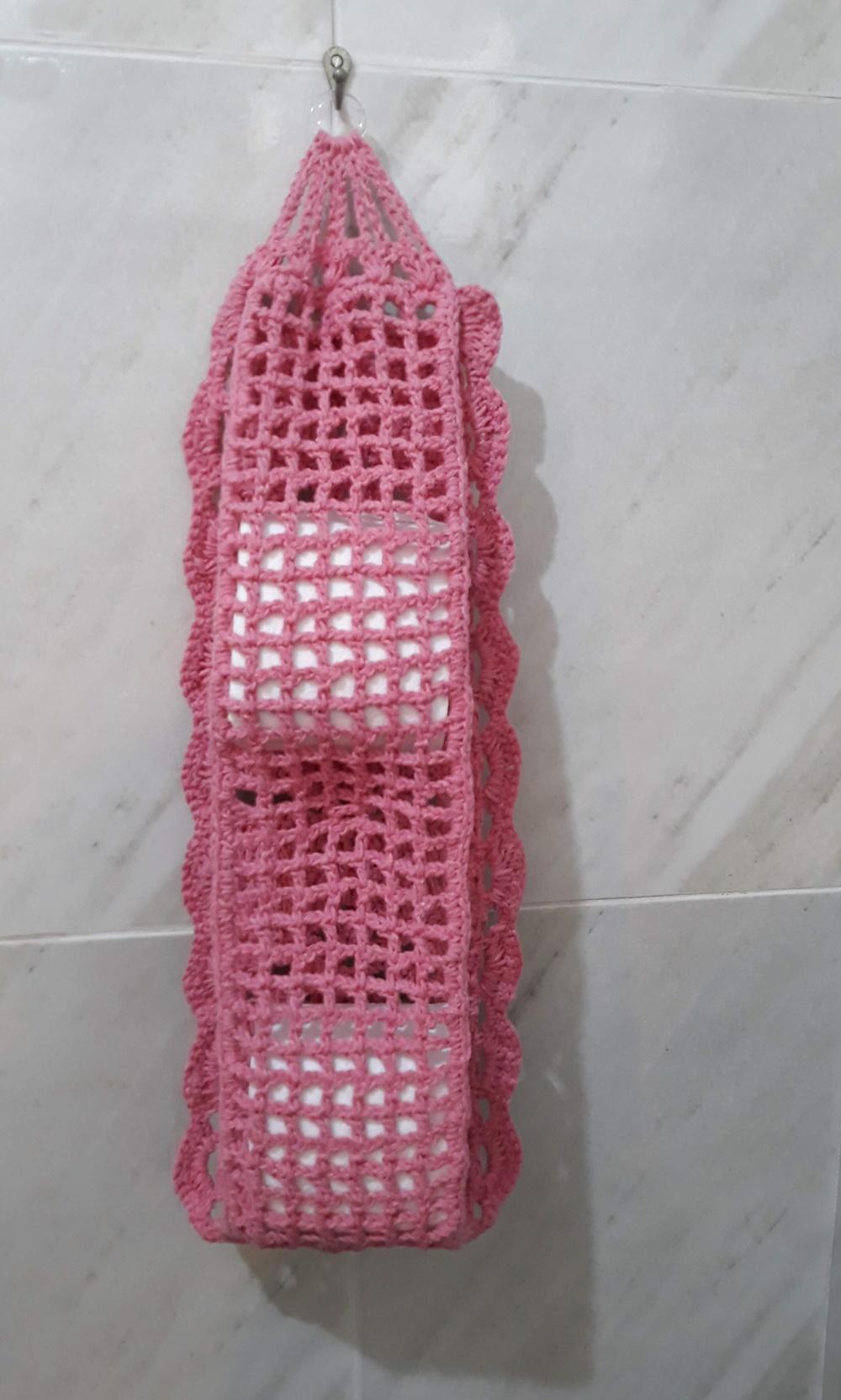 Porta Papel Higiênico Básico Av02ROSA Crochê - 2 Rolos de Pape