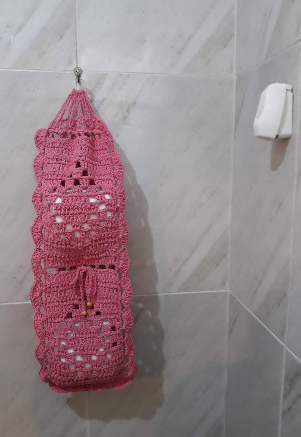 Porta Papel Higiênico Básico Av02ROSA Crochê - 2 Rolos de Pape