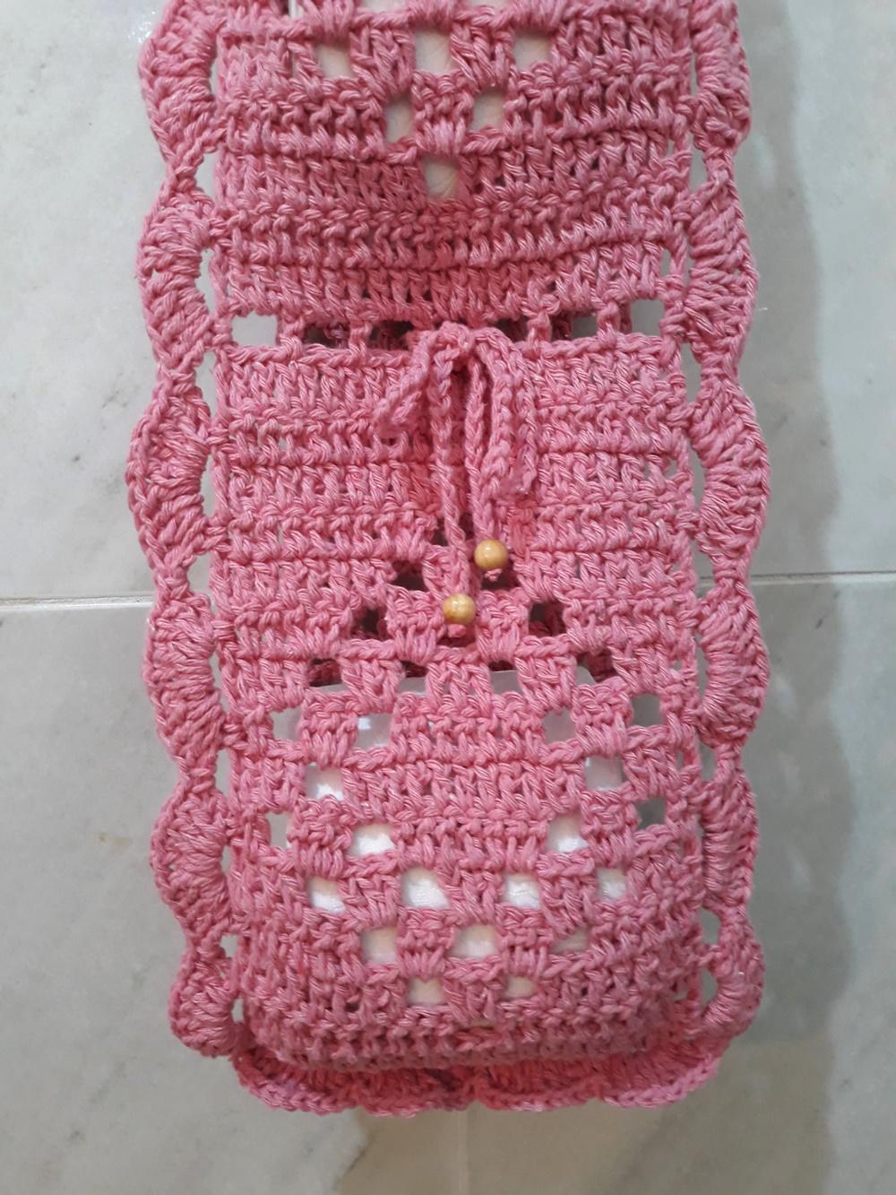 Porta Papel Higiênico Básico Av02ROSA Crochê - 2 Rolos de Pape