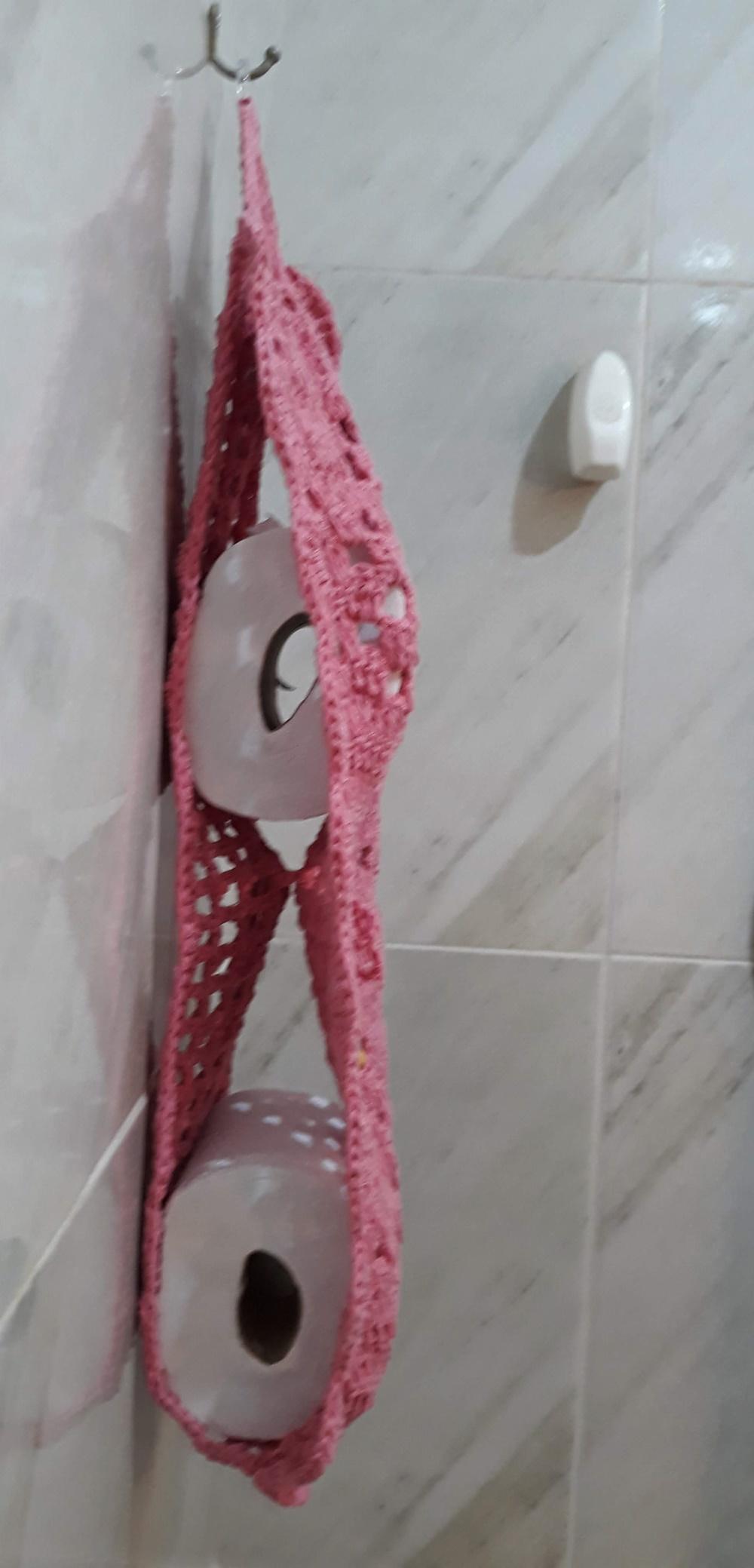 Porta Papel Higiênico Básico Av02ROSA Crochê - 2 Rolos de Pape