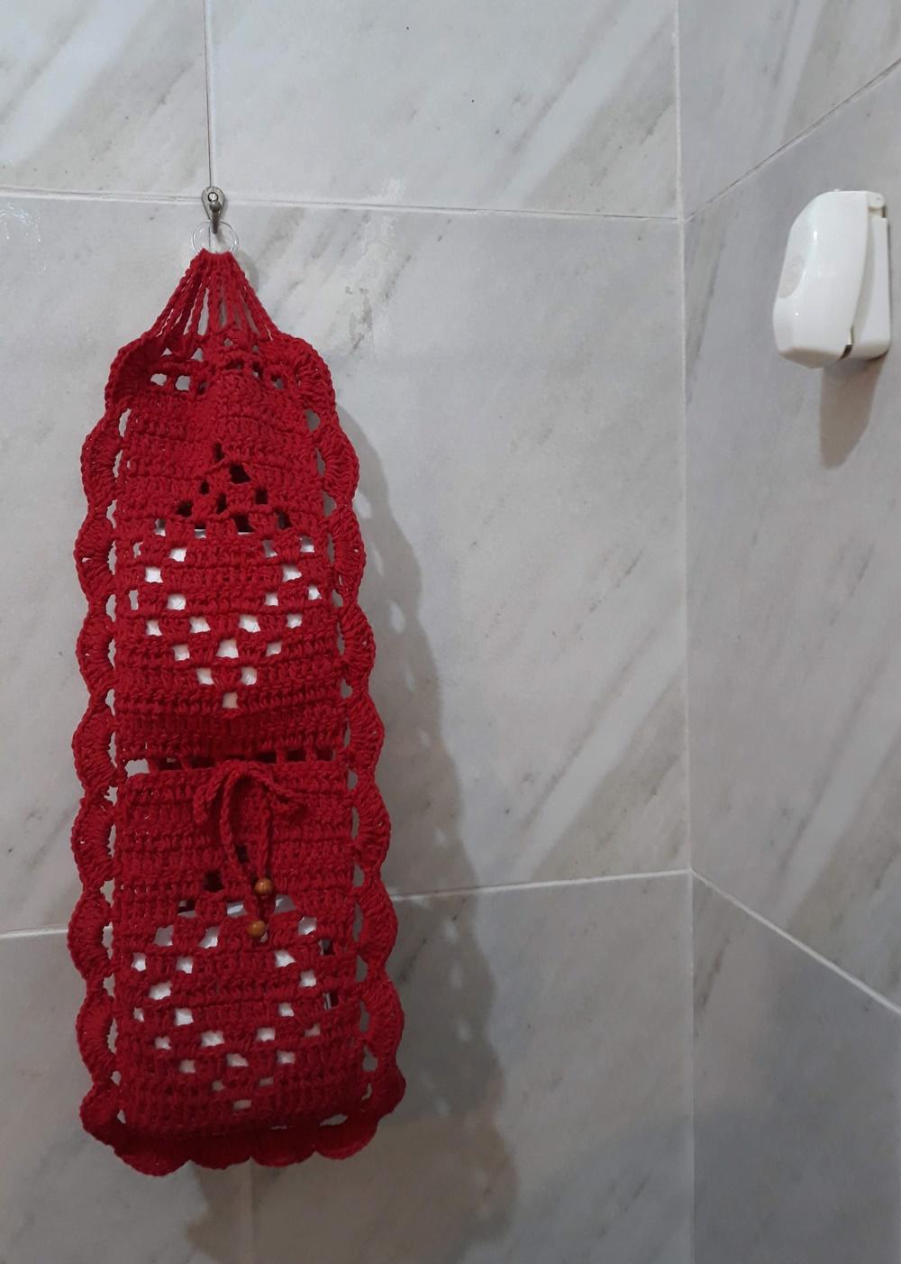 Porta Papel Higiênico Básico Av02VERMELHO Crochê - 2 Rolos de