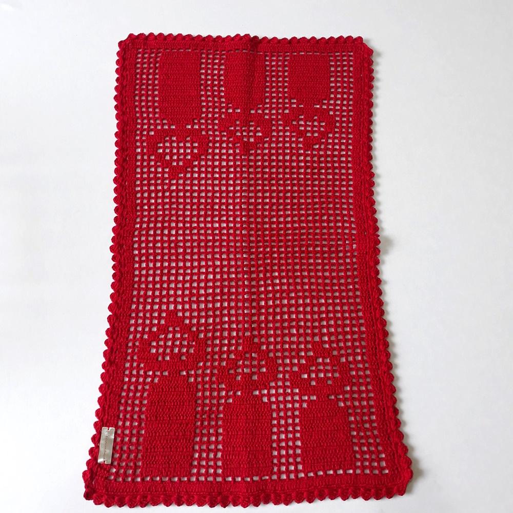 Caminho de Mesa Crochê Velas Natalinas