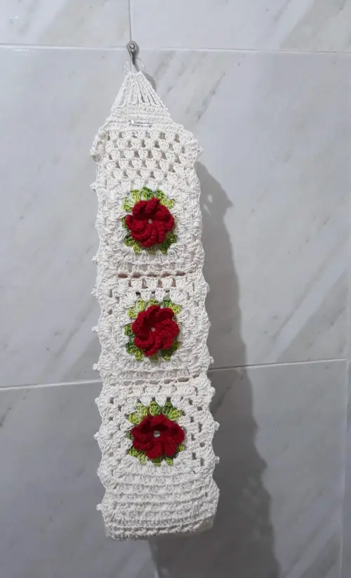 Porta Papel Higiênico em Crochê Flor - 3 Rolos