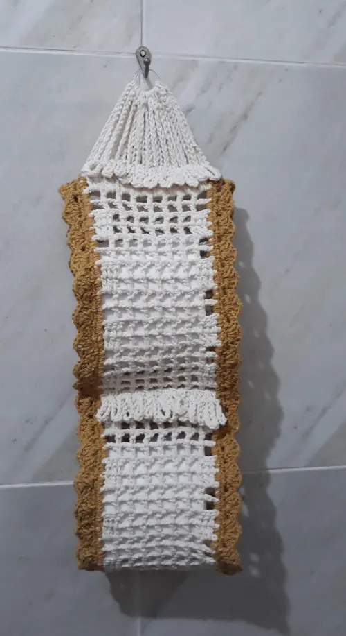Porta Papel Higiênico Crochê Franjas - 2 Rolos