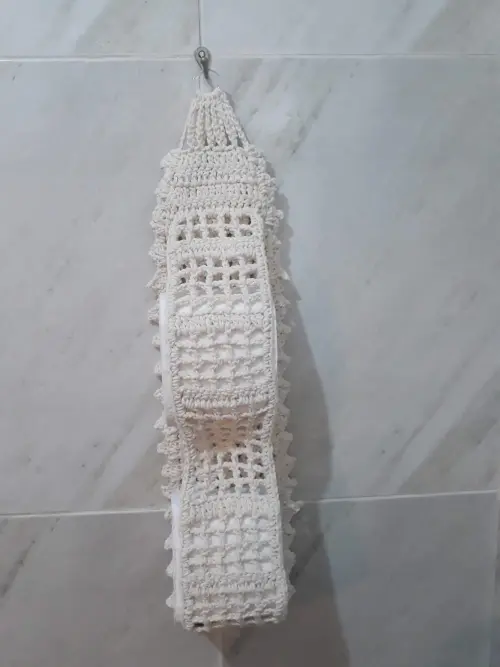 Porta Papel Higiênico em Crochê Flor Gomos - 2 Rolos