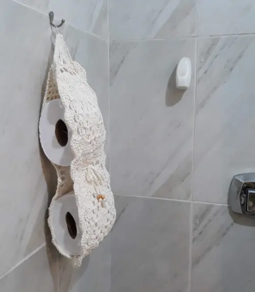 Porta Papel Higiênico Básico Av02CRU Crochê - 2 Rolos de Papel