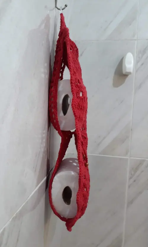Porta Papel Higiênico Básico Av02VERMELHO Crochê - 2 Rolos de
