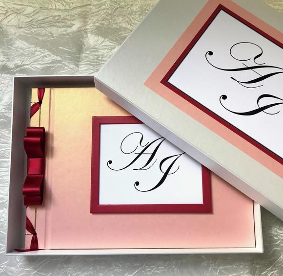 Livro Assinaturas Personalizado Casamento Marsala com Caixa